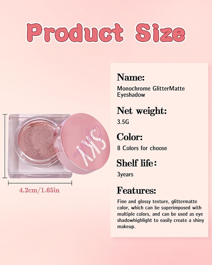 Sparkle Single Eyeshadow Cream, Chrome Purple Glitter Highly Pigmented Eye Shadow, Long-Lasting Blendable Shimmer Eyeshadow, Lightweight Eye Shadow Makeup Palette Christmas Party Gift for Women-06