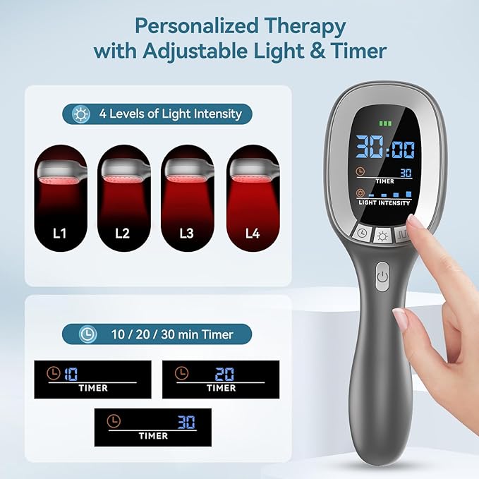 Red & Near Infrared Light Therapy Wand with Stand – Handheld Dual-Wavelength 8×808nm & 30×650nm, Rechargeable Cold Red Light Therapy Device for Home Wellness and Pet Use