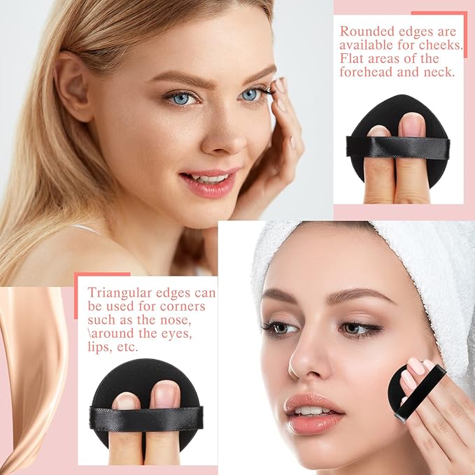Meanplan 100 Pcs Powder Puff Face Soft Makeup Sponge Triangle Powder Puffs for Loose Velour Cosmetic Foundation Wet Dry Sponge Makeup Tools(Vivid Colors)