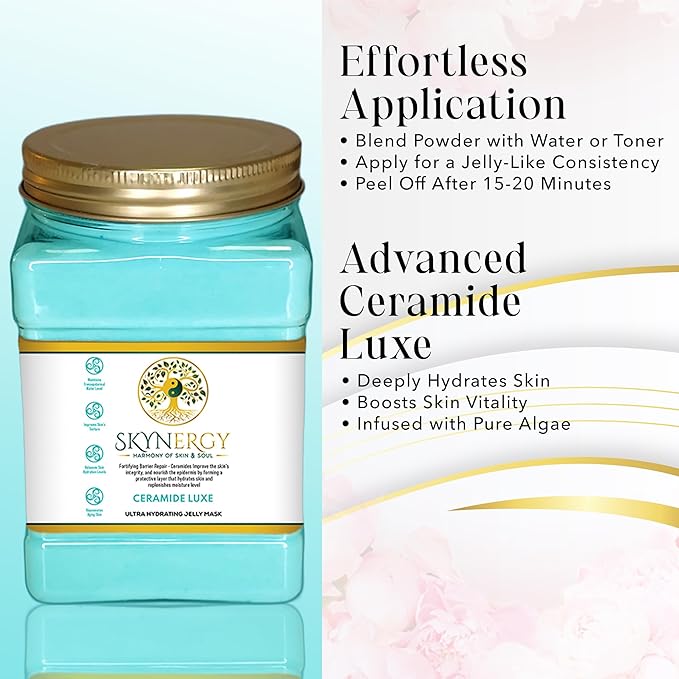 Ceramide Luxe Jelly Masks - Professional Grade Peel Off Face Mask for Skin Hydration, Soothing & Glow - Suitable for All Skin Types, Vajafacial Jelly Mask | 12 Applications (30 Fl Oz)
