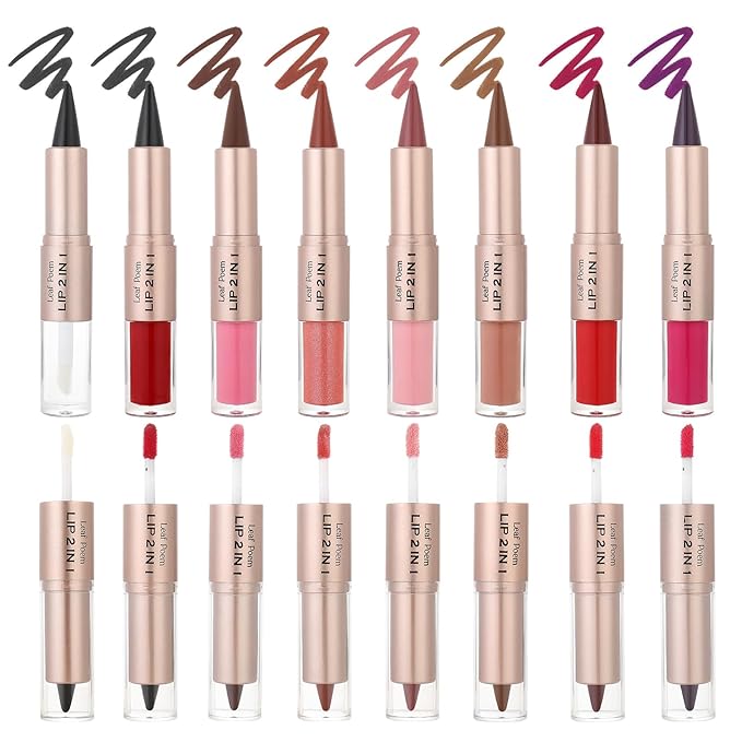 BAISEN DIARY 2-in-1 Double-Ended Matte Lip Liner & Lip Gloss Duo, Soft Baby Pink Ombre Lip Combo Pencil, Lip Liner and Lipstick Gloss Set for Defined & Fuller Looking Lips (#09 Soft Baby Pink Ombre)