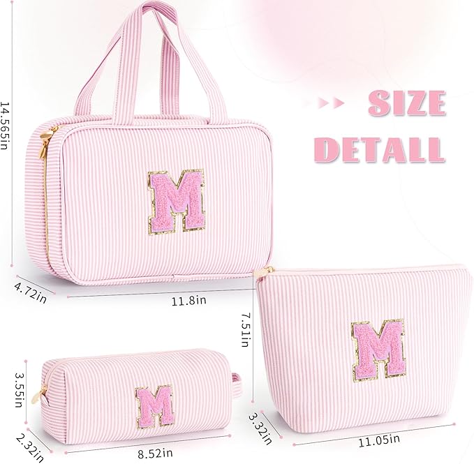 Christmas Gifts for Grandkids Stocking Stuffers for Teen Girls Mom Gifts Initial Toiletry Makeup Bag Birthday Gift Travel Cosmetic Bags Travel Essentials - Pink,M