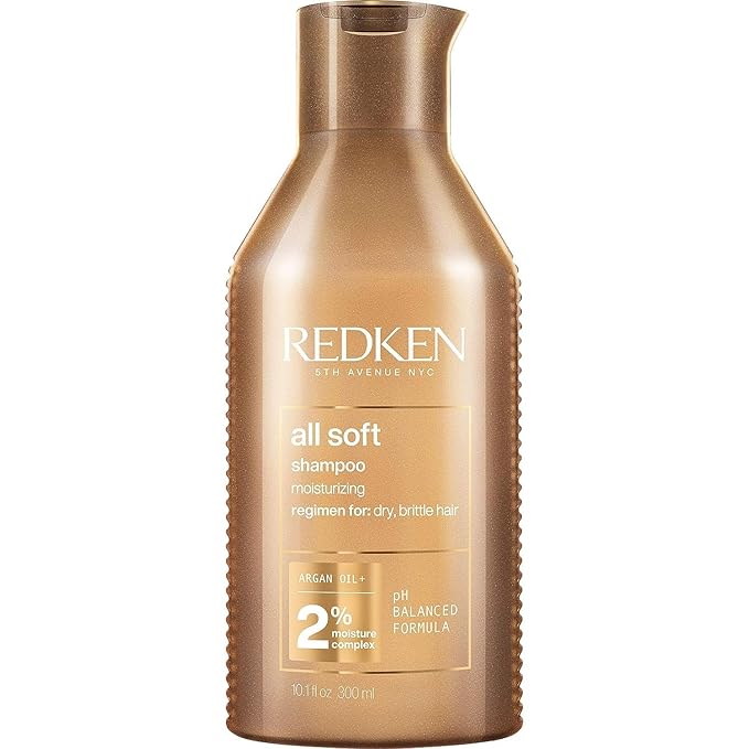 Redken All Soft Shampoo - Moisturizes & Hydrates Dry, Brittle Hair, Gently Cleanses and Softens, With Argan Oil, Safe For Color-Treated Hair, 10.1 Fl Oz