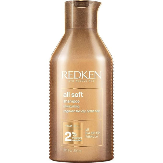Redken All Soft Shampoo - Moisturizes & Hydrates Dry, Brittle Hair, Gently Cleanses and Softens, With Argan Oil, Safe For Color-Treated Hair, 10.1 Fl Oz