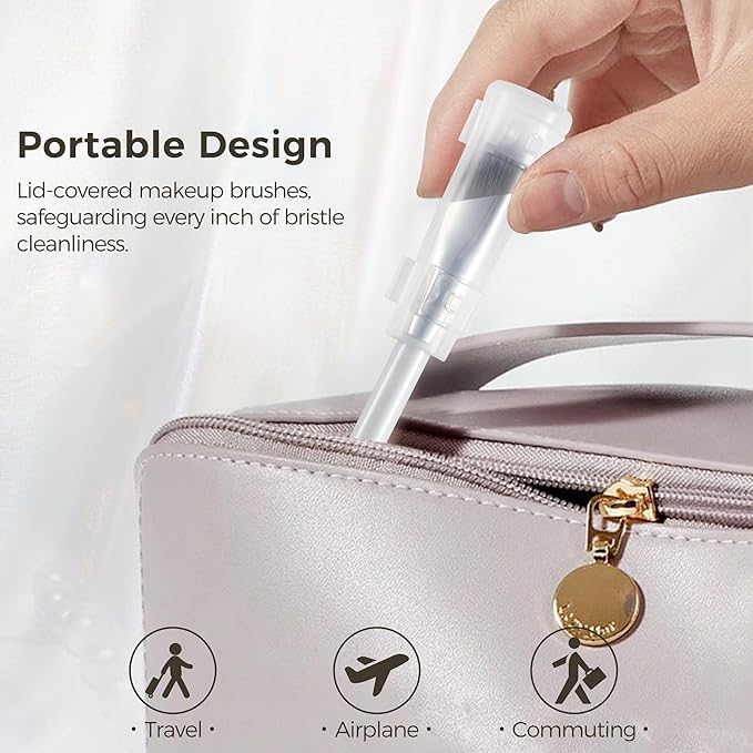 Concealer Brush with Travel Cap Professional Angled Under Eye Makeup Small Foundation Precision Face Brush for Concealer,Nose Contour & Color Corrector Blending(White)