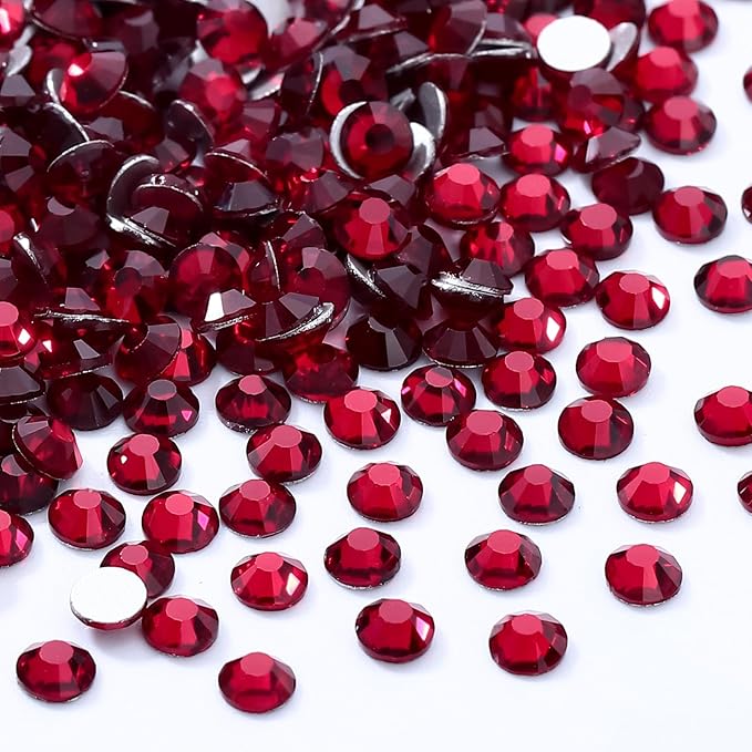 Meibite Siam Flatback Rhinestones, Glass Rhinestones for Nail Art and Craft, Glue Fix, Loose Crystal Gemstones(Siam, SS20, 1440pcs, 4.6-4.8mm)
