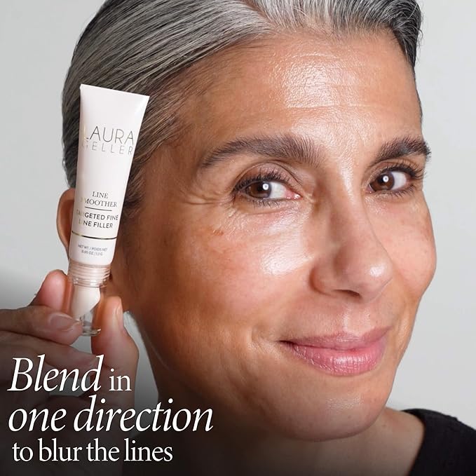 LAURA GELLER Line Smoother Targeted Fine Line Filler | Instant Blurring Primer for Wrinkles & Pores, Subtly Tinted, with Vitamin C & Niacinamide for Mature Skin