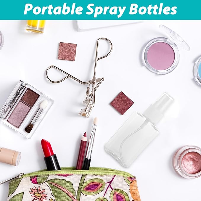 QTLCOHD 100 Pack 2 Oz Mini Travel Size Spray Bottles with Cap Clear Perfume Bottles Refillable Empty Tiny Spray Bottle for Perfume Liquids Essential Oils