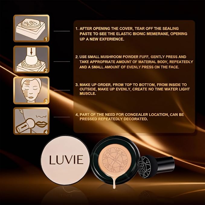 Foundation Cushion, 2026 New Mushroom Head Air Cushion Cc Cream Foundation, Bb Cream Foundations, Lifts and Moisturizes, Long-Lasting and Evens out Skin Texture (Natural color)