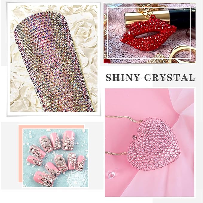 Novani Rhinestones 1440pcs SS10 Glass Rhinestones Crystal Flatback Gemstones for Crafts Nails Makeup Bags and Shoes Decoration（SS10, Pink）