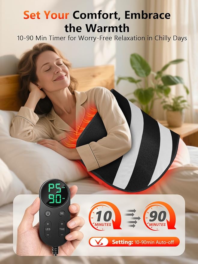 HALIDODO 35.4'' x 17'' Red Light Therapy Mat for Body, 500 LEDs Tri-Chip Upgrade 660nm& 850nm Near Infrared Light Therapy Pad Wrap Belt Blanket for Body Back Waist Shoulder Knee Joint, 90Min Timer