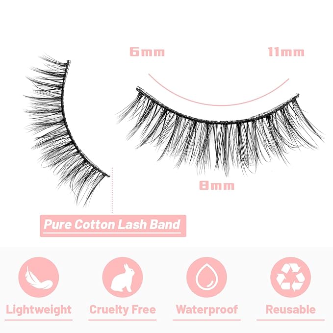 False Eyelashes 20 Pairs Wispy Lashes Faux Mink Lashes 14mm 3D Fluffy Cat Eye Lashes （style 20-059)
