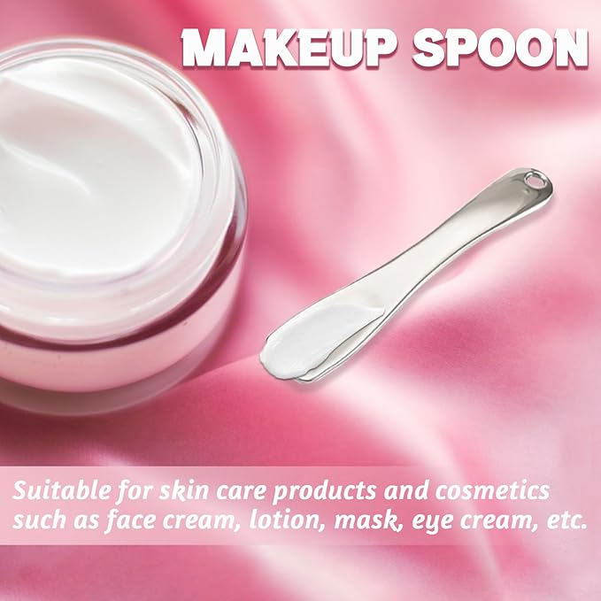 LUTQ Metal Makeup Spatula Tool - Spatula for Skincare, Cosmetic Scoop for Creams, Lotions, Masks - Makeup Spatula in Rose Gold, Silver and Gold Colors