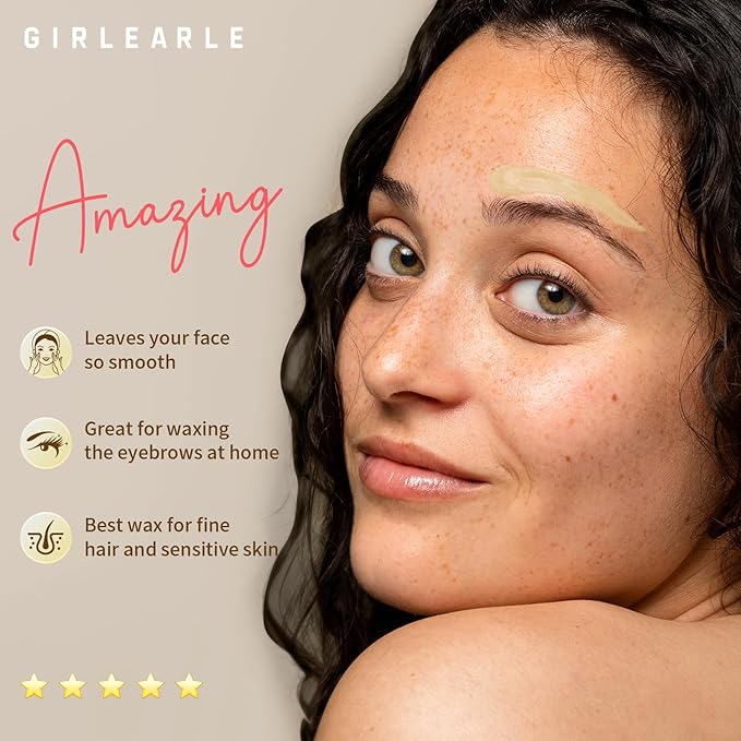 GIRLEARLE Hard Wax Beads, 1lb Wax Beans for Hair Removal, Hard Wax for Sensitive Skin at Home, Wax Refill Perfect for Eyebrow, Facial, Brazilian Bikini, Legs and Full Body for Women and Men (Cream)