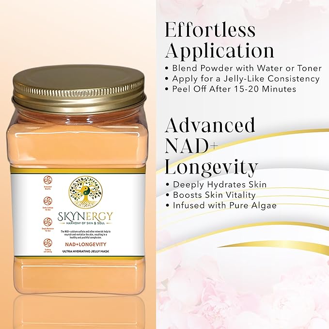 NAD+Longevity Jelly Mask - Professional Peel Off Mask for Hydration & Glow - Vajafacial Jelly Mask - Spa Grade Skincare Mask for Home Use, HydroGlo Face Mask |12 Applications (30 Fl Oz)