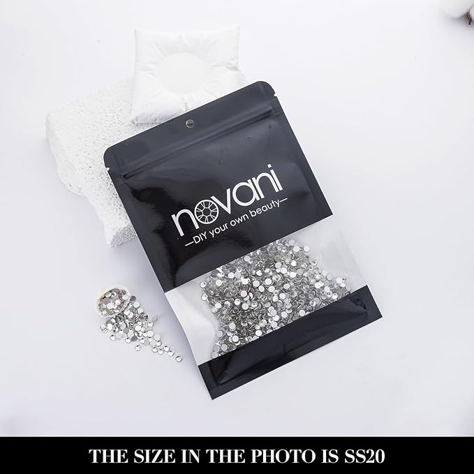 Novani 3000pcs Crystal Clear Rhinestones Flat Back Rhinestone Glass Diamonds Round Gems for Nail Art and Crafting Decorations,SS20,4.6-4.8mm