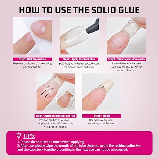 MAGIC ARMOR 30g Semi Solid Nail Glue for Press On Nail, No UV Lamp Need Gel Nail Glue with Cuticle Pusher and Nail File, Quick Drying Gel Long Lasting for Fake Acrylic Nails