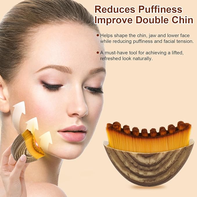 New Lymphatic Contour Face Brush, Contour Face Brush Lymphatic Drainage Massager, Ergonomically Designed Double Chin Reducer to Fit The Skin Precisely, Suitable for All Skin Types