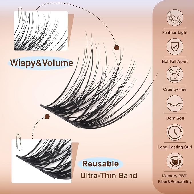 Natural Lash Clusters Kit Wispy Eyelash Clusters Kit Thin Band DIY Lash Extension Kit 10-16mm Eye Lashes Individual Fake Eyelashes Extensions Kit with Lash Bond and Seal by TOOCHUNAG
