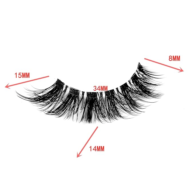 Pooplunch False Eyelashes Invisible Band Cat Eye Lashes Wispy Extension Volume Natural Short Fake Eyelash Faux Mink Lashes Strips 7 Pairs Pack
