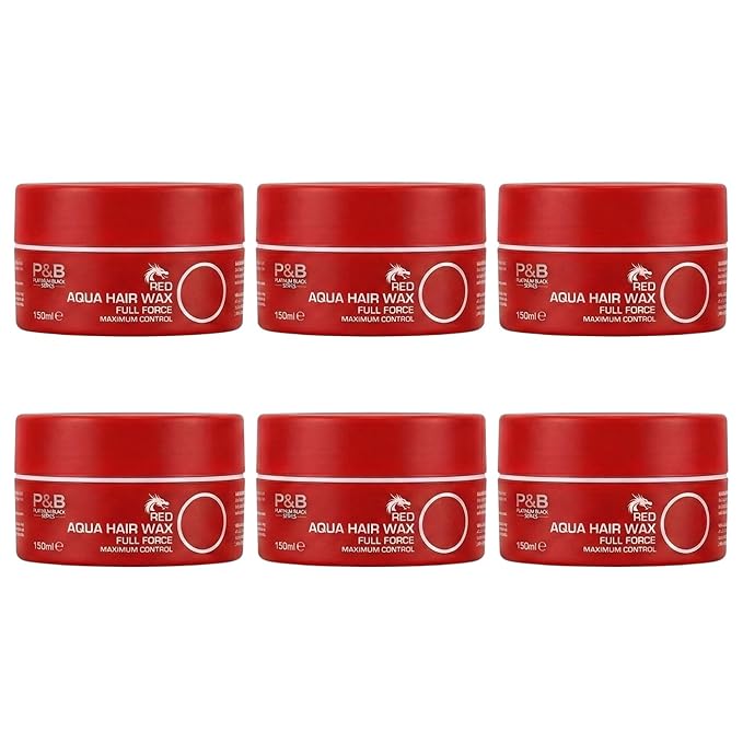 Aqua Hair Wax Strong Hold for Men – High Shine Water-Based Styling Wax, Non-Flaking, Easy Wash Out, Fresh Scent – Pack of 6 (150 ml Each)