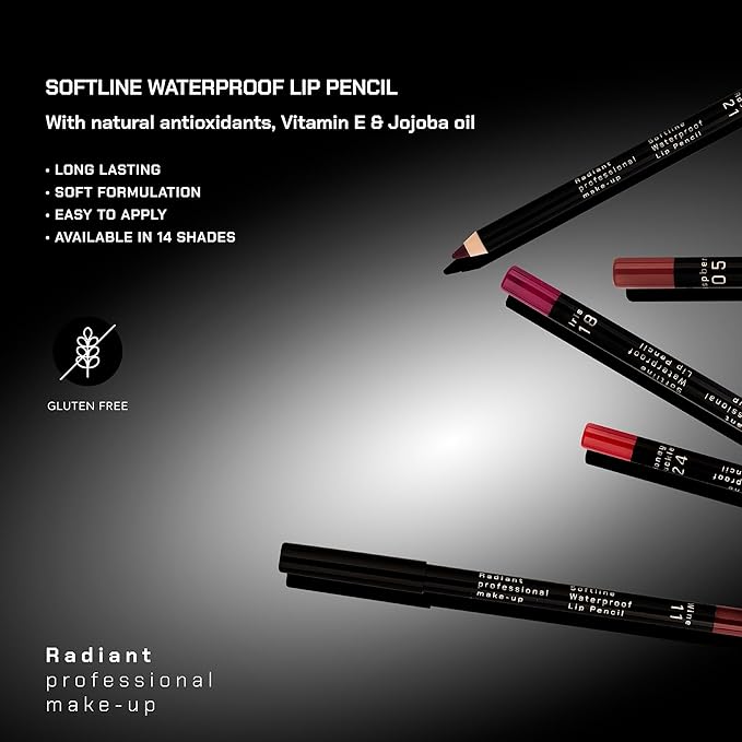 Radiant Professional Waterproof Lip Liner Pencil - Long Lasting Lip Liner for Defined Lips - Soft & Creamy Lipliner with Vitamin E - 1.20gr, (17 TOFFEE)