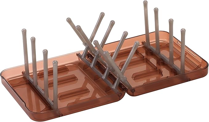 Travel Bottle Drying Rack Space Saving,Foldable Bottle Drain Rack with 16 Ribs,Portable Baby Bottle Drying Rack for Bottles,Breast Pumps and Other Feeding Accessories,Widely Used Daily Basis