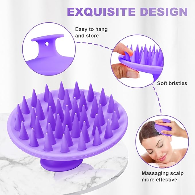 Meartchy Silicone Scalp Massager Shampoo Brush, Scalp Scrubber for Hair Growth (Purple)
