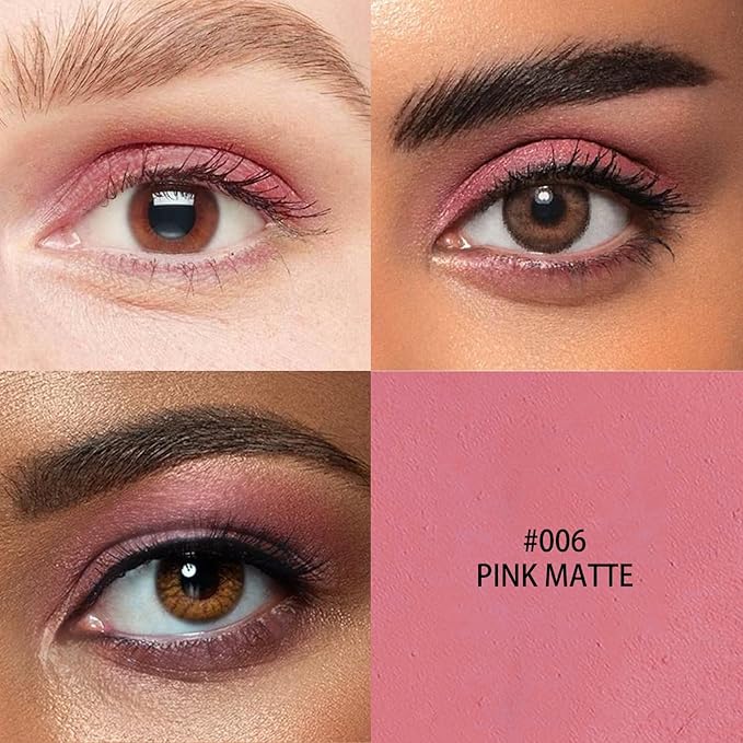 Neutral and Brown Metallic Eyeshadow Stick Pencil Crayon,Champagne Shimmer Cream Eye Brightener Stick Highlighter Makeup,Pro Waterproof & Long Lasting (006 Pink Matte)