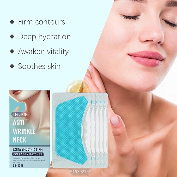 Anti Neck Wrinkle Patches, 5 pcs Moisturizing & Firming Neck Pads- Smoothing Wrinkles, Collagen Mask Patches, Reduce Fine Anti Aging for Skin Firming & Neck Anti Wrinkle Neck Collagen Patches