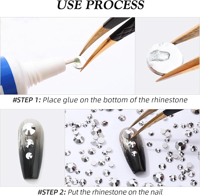 Meibite Silver Flatback Rhinestones, Glass Rhinestones for Nail Art and Craft, Glue Fix, Loose Crystal Gemstones(Silver, SS4, 1440pcs, 1.5-1.7mm)
