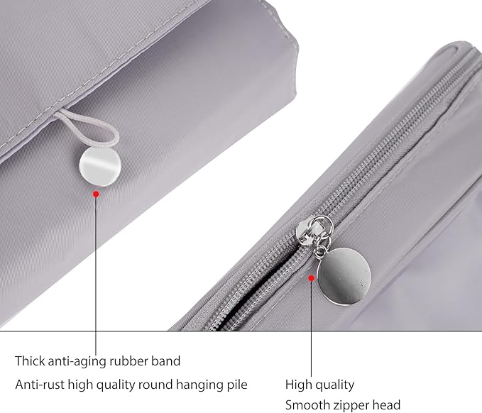 LUEXBOX Portable Folding Makeup Brush Bag, Multifunctional Cosmetics Rolling Storage Case Makeup Brush Holder for Travel, Makeup Brush Organizer Bag (Grey)