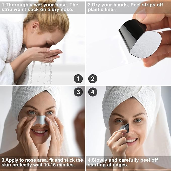 Charmonic Blackhead Remover Pore Strips, 100 Pcs Black Head Remover for Face, Charcoal Nose Strips for Blackheads, Instant Pore Cleaner for Nose Area Face Oil Blackheads Whiteheads for Women