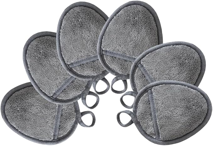 Reusable Makeup Remover Pads Soft Makeup Remover Cloths Washable Facial Makeup Cleansing Pads for Face,Lip,Eyes Grey 6PCS
