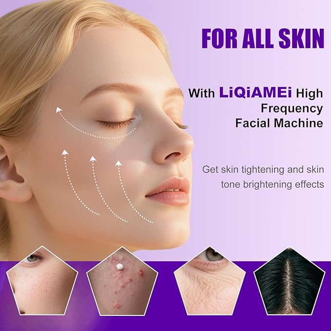 Wireless Lift Wand Professional High Frequency Facial Wand Machine Includes 4 Electrodes,Therapy Wand - Xenon Gas Diminish Wrinkles, Scars, Dark Circles, Breakthrough Device for Beauty (White)