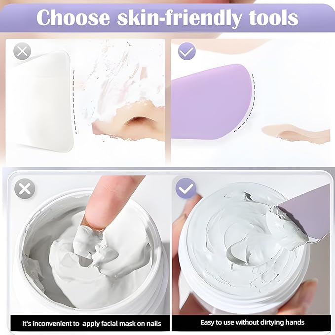 Silicone Facial Mask Applicator Face Masks Skincare Brush Facial Scrubber Double-Head Lotion Spatula Scoop for Makeup,Foundation,Cream,Lotion,Moisturizer,Gel,Peel,Mud Masks (Grey+Pink)