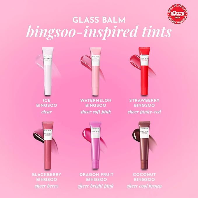 Glow Recipe Glass Balm Lip Treatment - 12Hr Hydrating Lip Balm & Moisturizer with Hyaluronic Acid to Smooth, Plump & Protect from Dryness, High Shine Finish - Dragonfruit Bingsoo (15 ml)