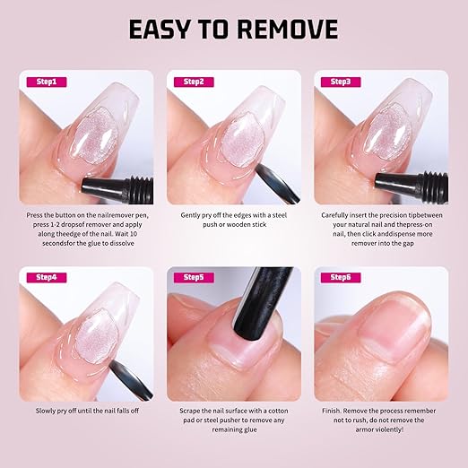 MAGIC ARMOR 30g Semi Solid Nail Glue for Press On Nail, No UV Lamp Need Gel Nail Glue with Cuticle Pusher and Nail File, Quick Drying Gel Long Lasting for Fake Acrylic Nails