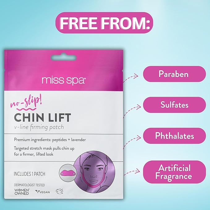 MISS SPA V-Line Patch, Neck and Face Toning Mask, Double Chin Face Mask, Chin Strap Anti-aging and Anti-wrinkle, V Shaped Contouring Face Mask, 4 Pack