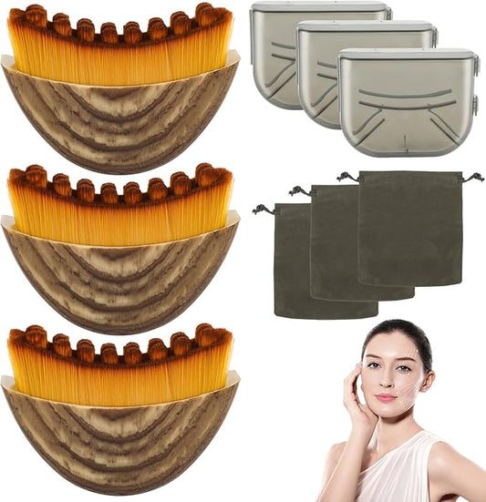 New Lymphatic Contour Face Brush, Contour Face Brush Lymphatic Drainage Massager, Ergonomically Designed to Fit The Skin Precisely, Suitable for All Skin Types(3PCS)