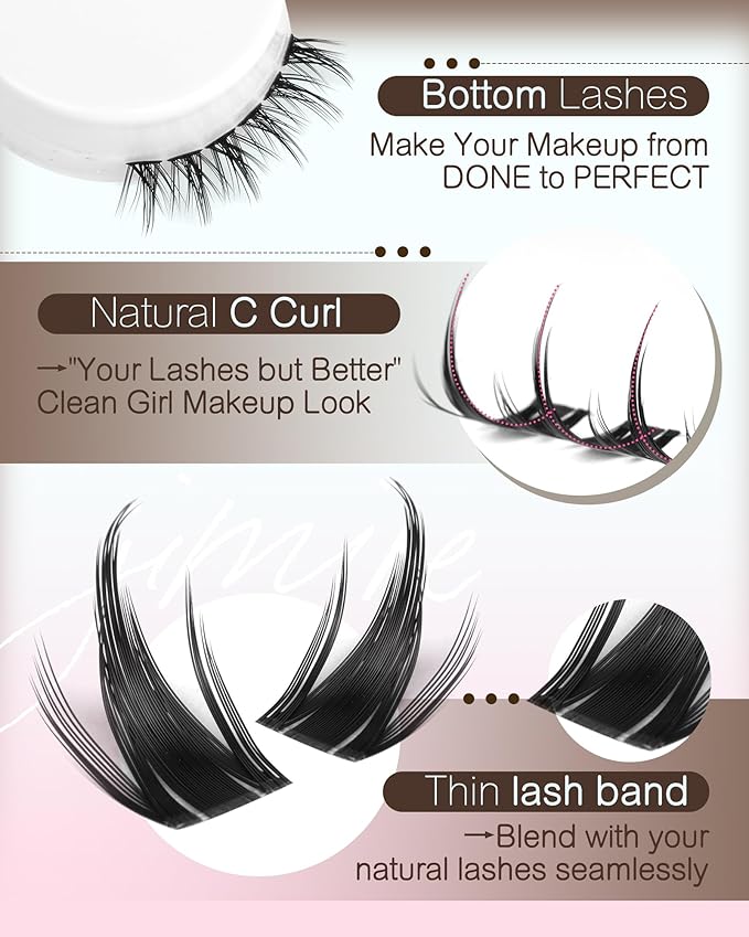 Manga Lash Clusters with Spikes Wispy Eyelash Clusters Invisible Band D Curly Cluster Eyelash Extensions 10-16MM Manga Lashes Extensions with Bottom Lashes Clusters Easy to Apply 160Pcs Pack