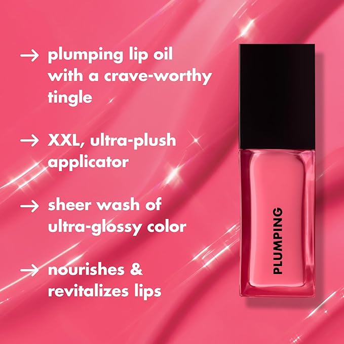 e.l.f. Glow Reviver Plumping Lip Oil, Tinted Lip Plumper For A High-Shine, Plump Finish, Infused With Jojoba Oil, Vegan & Cruelty-Free, Ultraviolet