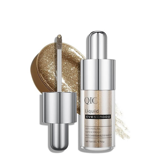 QIC Liquid Glitter Eyeshadow, Metallic & Shimmer Finish, Long Lasting, Non-Creasing, Smudge-proof, Lightweight Formula Liquid Eyeshadow for All Skin Tones, Buildable Color (05 Aurora)