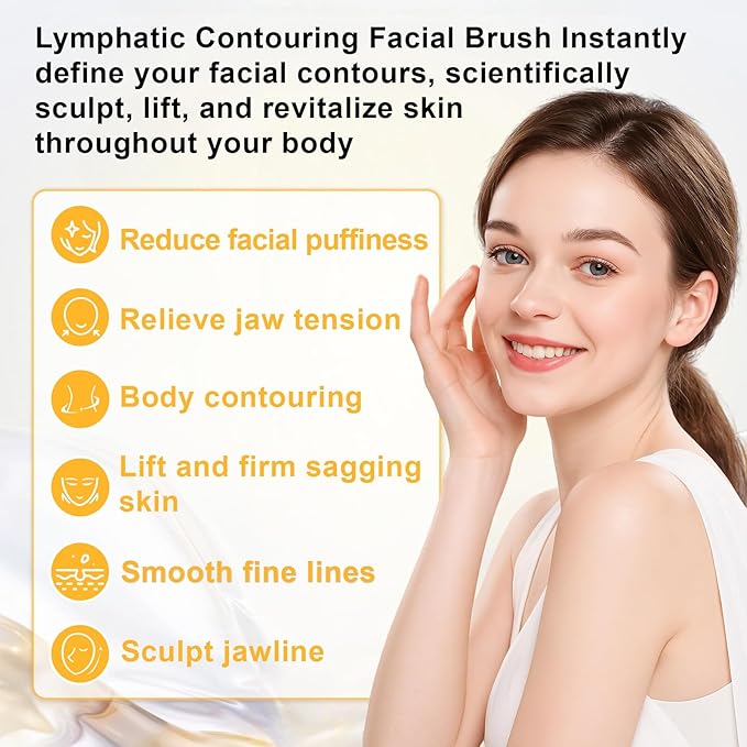 New Lymphatic Contour Face Brush, Lymphatic Drainage Massager, Double Chin Reducer, Gua Sha Facial Tools,9-Function Gear Adjustment, Facial and Body Sculpting,for Jawline & Puffiness (Black)