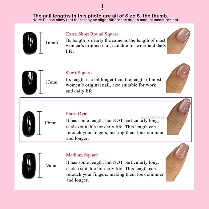 Cat Eye Press on Nails Handmade Short Oval/Square/Round False Nails with French Tip/Aurora/Magnetic Shimmer Designs (Rainbow Purple M)