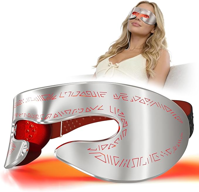 Red Light Therapy for Face, 660nm 850nm Eye Mask with Dual-Chip 48 LEDs, Infrared Red Light Therapy for Eyes, 3 Modes Portable Infrared Light Therapy Mask and LED Face Mask Device for Relax, Jet Lag.