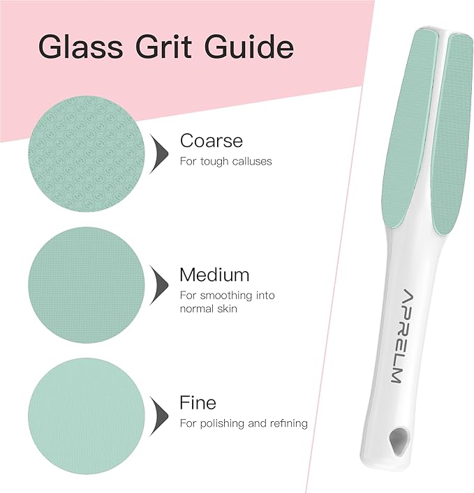 AprElm 3-Sided Nano Glass Foot Callus Remover, Professional 3-in-1(Coarse, Medium, Fine) Foot File, Pedicure Tools for Feet Hard Skin Smooth Polishing (Turquoise)