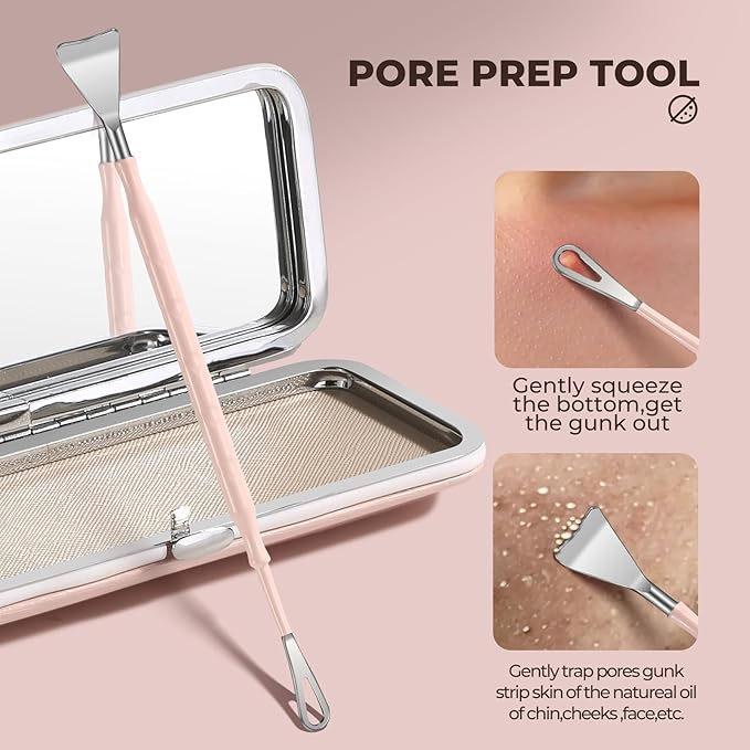 YGQQOY Professional Blackhead Tweezers, Stainless Steel Blackhead Remover Tools, Pimple Popper Tool Kit for Acne Whitehead Blemish, Pore Prep Tool