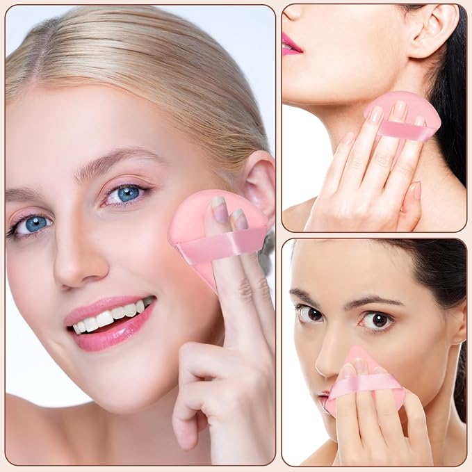 Colovis 72 PCS Powder Puff, Face Soft Makeup Sponge, Velour Triangle Powder Puff for Foundation, Makeup Puff Setting Makeup for Loose Powder, Beauty Tools(Pink)