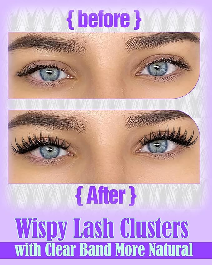 YDAGKH Wispy Lash Clusters Natural Cluster Eyelash Extensions Invisible Band Eyelash Clusters 10-18mm Individual Lashes 216Pcs DIY Pestañas Postizas Naturales Lash Extension at home